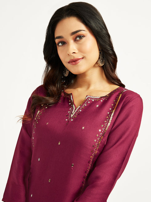 Women's Wine Only Kurta