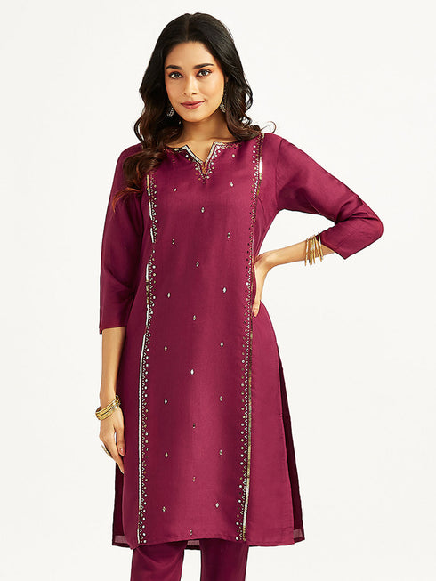 Women's Wine Only Kurta