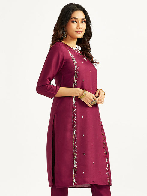 Women's Wine Only Kurta