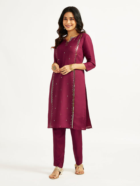 Women's Wine Only Kurta