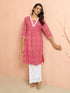 Women's Red Bandhani Print Cambric Kurta