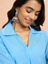 Women's Aqua Cotton Dobby Kurta