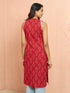 Women's Red Floral Print Cambric Kurta