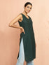 Women's Bottle Green Moonlight Jacquard Kurta