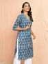 Women's Blue Cotton Batik Kurta