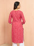 Women's Red Lehariya Print Embroidered Kurta