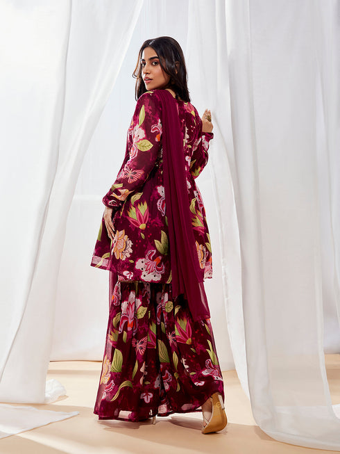 Women's Wine Kurta Set