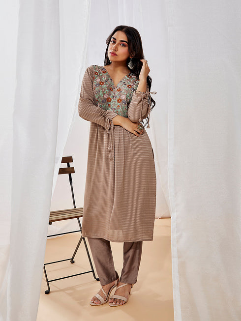 Women's Coffee Kurta Set
