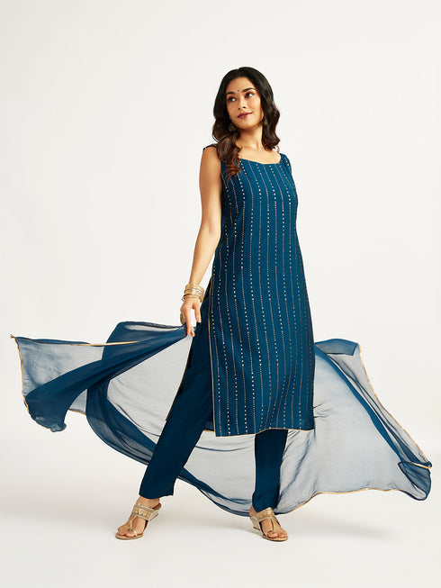 Women's Turquoise Kurta Set