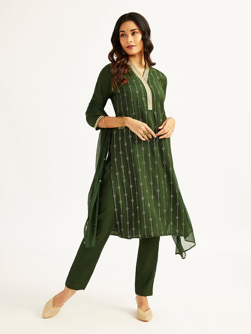 Women's Bottle Green Kurta Set