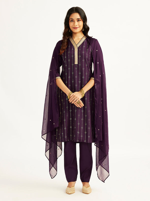 Women's Purple Kurta Set