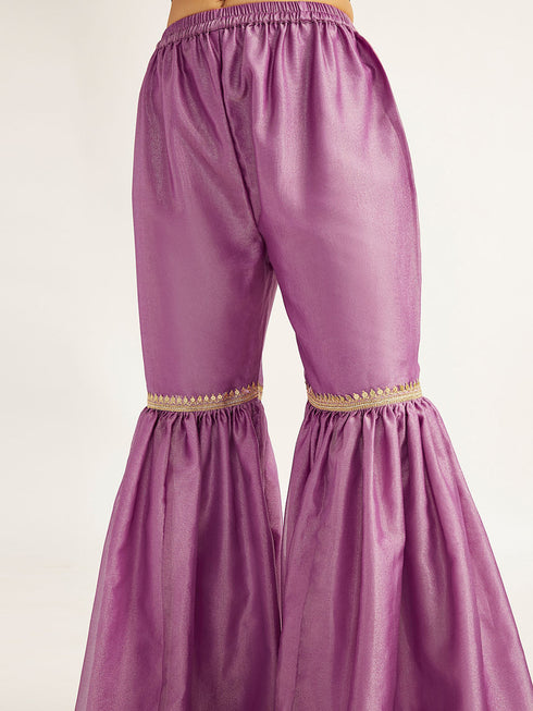 Women's Purple Kurta Sharara Set