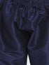 Boys' Blue Woven Design Nehru Jacket & Navy Blue Kurta Pyjamas Set