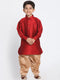 Boy's' Maroon And Rose Gold Silk Blend Kurta And Patiala Pant Set