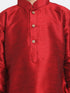 Boy's' Maroon And Rose Gold Silk Blend Kurta And Patiala Pant Set