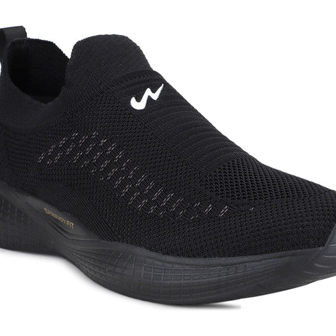 VAYU Black Men's Walking Shoes