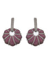 Silver Toned Red AD Studded Designer Luxe Floral Chandelier Hoop Earrings