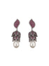 Silver Plated Red Cubic Zircon & Pearl Beaded Luxe Floral Dangler Earring