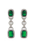 Rhodium Green Zircon Long Dangler Luxe Designer Earrings