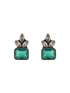 Silver Toned Green Turquoise Minimal Officewear Studds Earrings