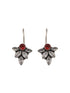 Oxidised Silver Toned Red Garnet Minimal Officewear Fish Hook Earrings