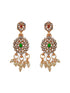 Gold Plated Jadau Studded Pearl Beaded Multicoloured Delicate Chain Choker Jewellery Set