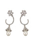 Rhodium Plated Pearl Beaded AD studed Earrings