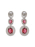 Rhodium Red Ruby Zircon Studded Delicate Contemporary Necklace Jewellery Set