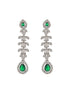 Rhodium Green Emerald Bagatte Zircon Studded Occasionwear Pendant Jewellery Set