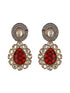 Victorian Polish Maroon & Turquoise Kundan Studded Floral Necklace Jewellery Set