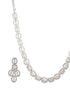 Rhodium Cubic Zircon Studded Contemporary Minimal Necklace Jewellery Set