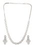 Rhodium Cubic Zircon Studded Contemporary Minimal Necklace Jewellery Set