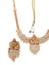 Gold Plated Elephant Motif Pearl Beaded Designer Earrings Necklace Jewellery Set