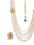 Nav Ratan Kundan Studded Pearl Beaded Haram Layered Royal Jewellery Set