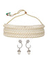 Pearl Beaded 7 Layered Minimal Luxe Choker with AD Earrings Jewellery Set