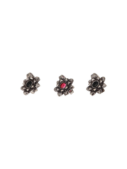 Oxidised Silver Plated Trendy Minimal Combo Clip on Nose Ring Nath