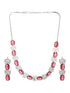 Silver Plated Red ADStudded Designer Floral Design Jewellry Set