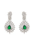 Silver Toned Green Emerald Studded Designer Bridal Necklace Jewellery Set