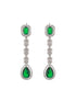 Silver Toned Green Zircon Studded Double Lined Designer Luxe Necklace Jewellery Set