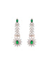 Rose Polish Green Emerald Studded Minimal Floral Pendant Necklace Jewellery Set