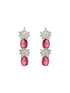 Silver Plated Red ADStudded Designer Floral Design Jewellry Set