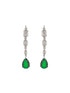 Silver Toned Emerald Green Zircon Studded Minimal Pendant Necklace Jewellery Set