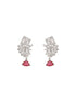 Silver Toned Red Ad Studded Minimal Quirky Drop Earring