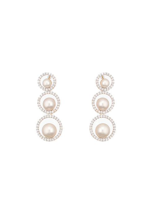 Gold Toned Pearl Beaded Designer Minimal Necklace Jewellery Set
