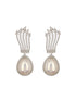 Silver Plated AD Studded & Pearl Contemporary Hoop Bali Earrings
