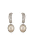Silver Plated Zircon Studded Pearl Beaded Designer Dangler Hoop Bali Earrings