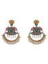 Dual Toned Red Stones Studded & Pearl Beaded Handcrafted Designer Light Weight Chandbali Dangler earrings
