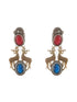 Dual Toned Oxidised Red Stone Studded Brass Handcrafted Deer Motif Intricate Designer Jewellery Set