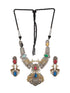 Dual Toned Oxidised Red Stone Studded Brass Handcrafted Deer Motif Intricate Designer Jewellery Set