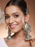 Silver Toned Statement Light Weight Large Jhumka Earrings